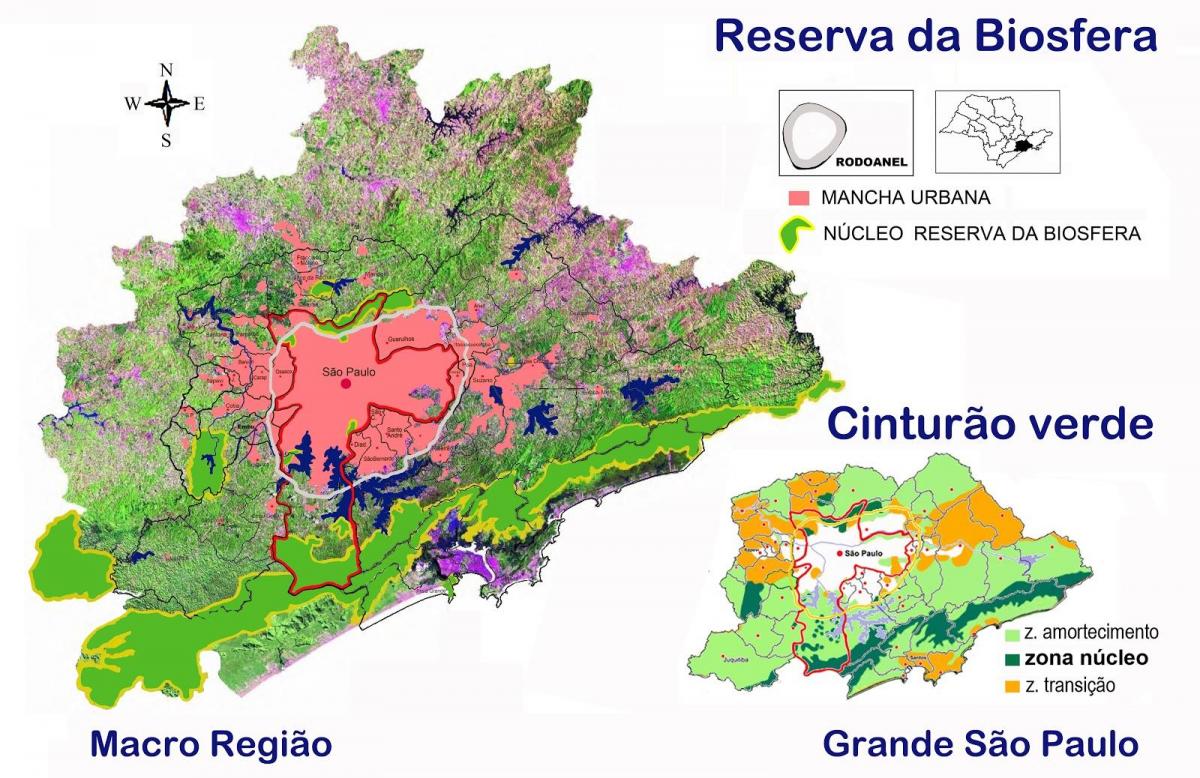 Kaart biosfääri rohevöö São Paulo