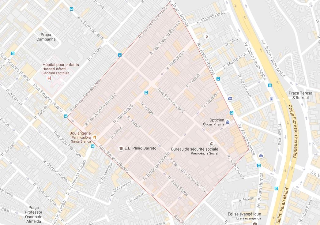 Kaart Água Rasa São Paulo