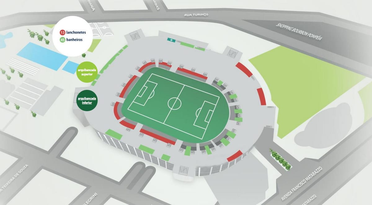 Kaart Allianz Parque - Madalam tribüünid