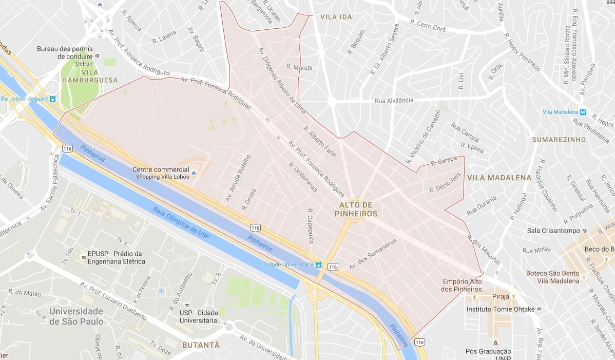Kaart Alto de Pinheiros São Paulo