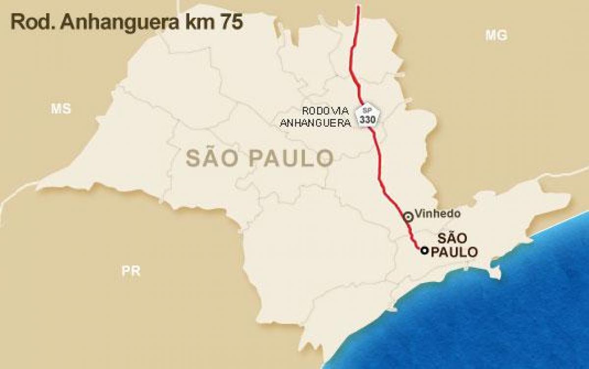 Kaart Anhanguera maanteel - SP 330