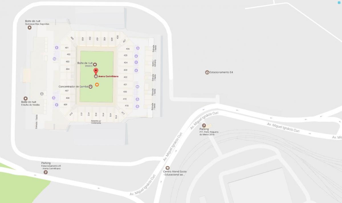 Kaart Arena Korintlastele - Ligipääs