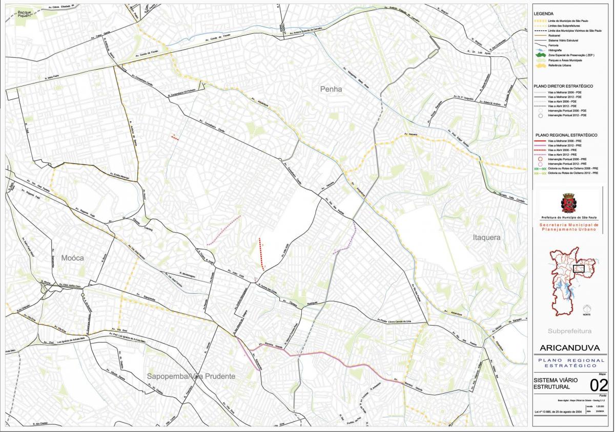 Kaart Aricanduva-Vila Formosa São Paulo - Teede