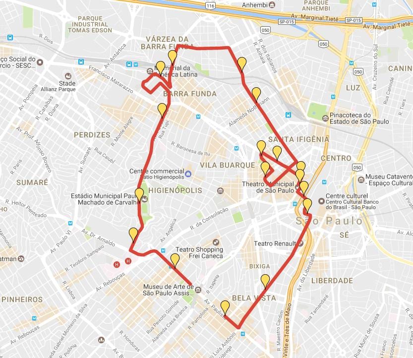 Kaart Corrida Rahvusvahelise São Silvestre