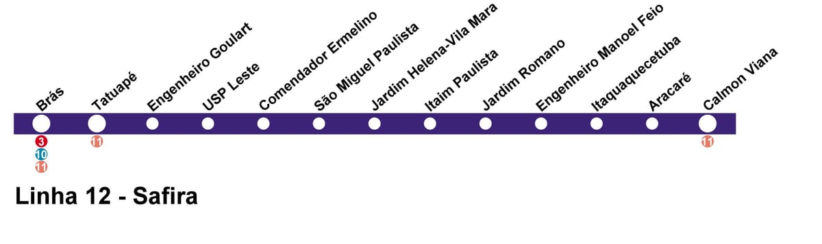 Kaart CPTM São Paulo - Rida 12 - Sapphire