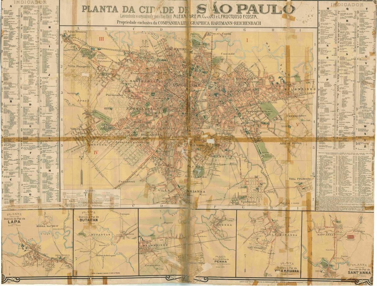 Kaart endine São Paulo - 1913
