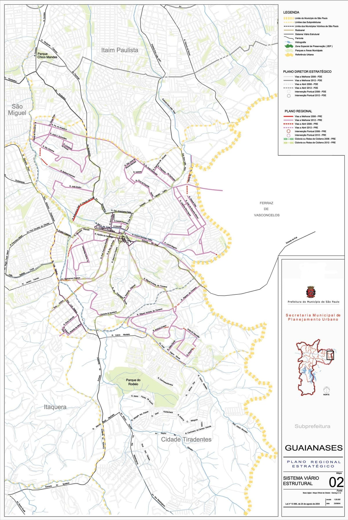 Kaart Guaianases São Paulo - Teede