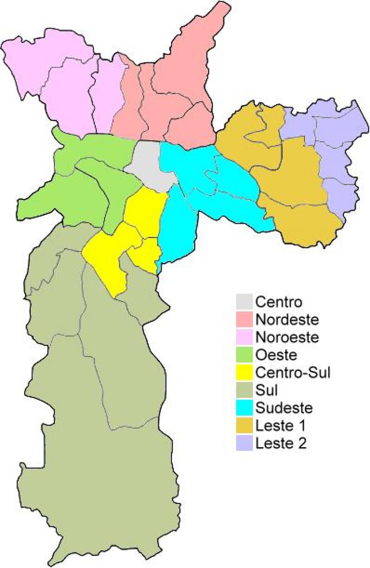 Kaart haldus-piirkondades São Paulo