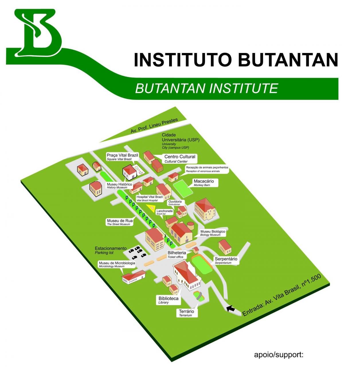 Kaart instituut Butantan