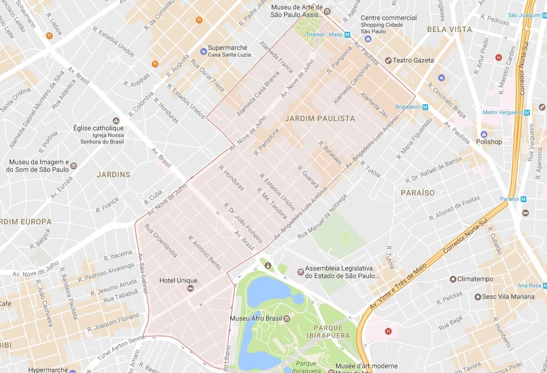Kaart Jardim Paulista São Paulo