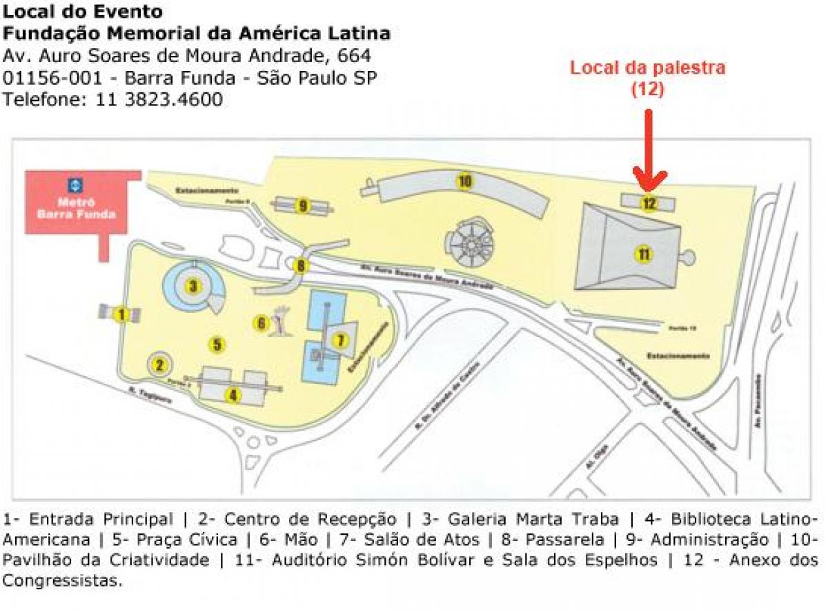 Kaart ladina-Ameerika Memoriaal São Paulo