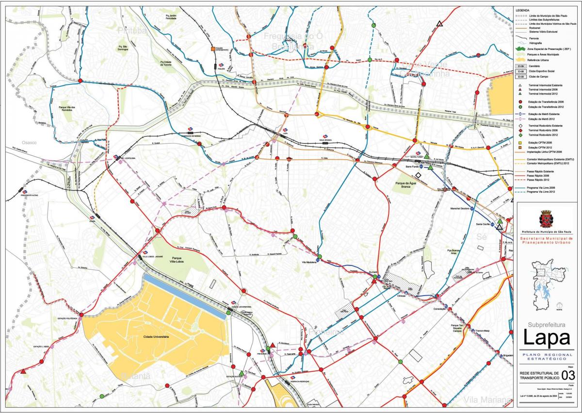 Kaart Lapa São Paulo - Avalik transport