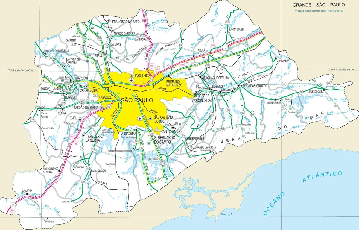 Kaart maanteede ääres São Paulo