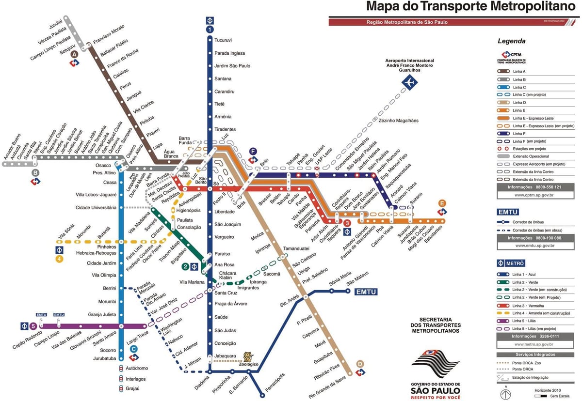 Kaart metropolitan transpordi-São Paulo