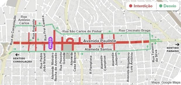 Kaart Paulista avenüü São Paulo
