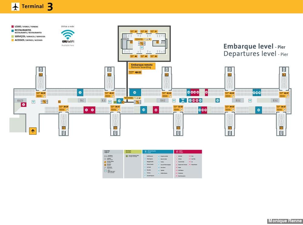 Kaart rahvusvaheline lennujaam São Paulo-Guarulhos - Terminal 3