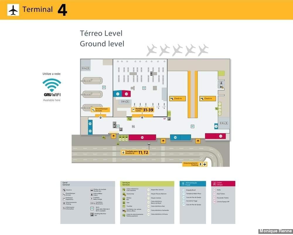 Kaart rahvusvaheline lennujaam São Paulo-Guarulhos - Terminal 4