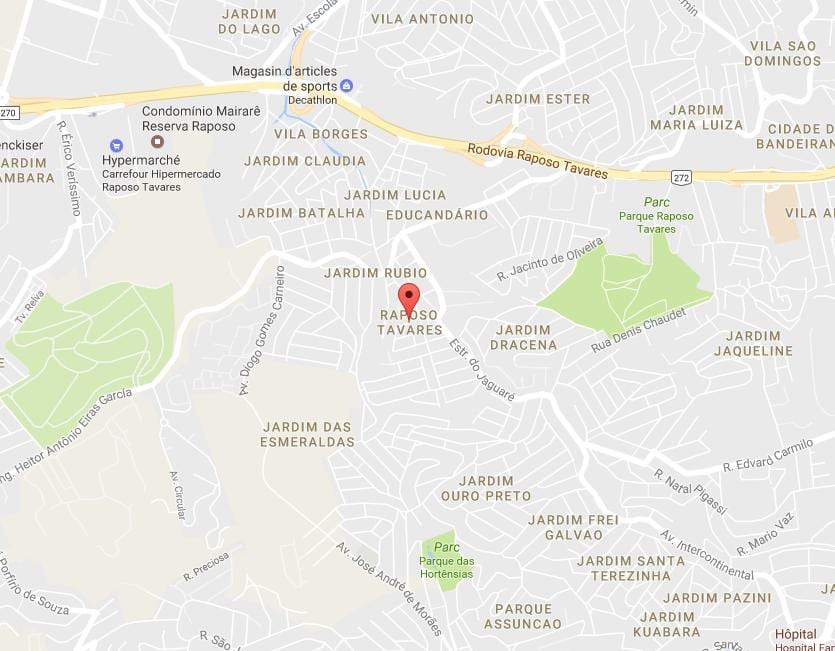 Kaart Raposo Tavares São Paulo