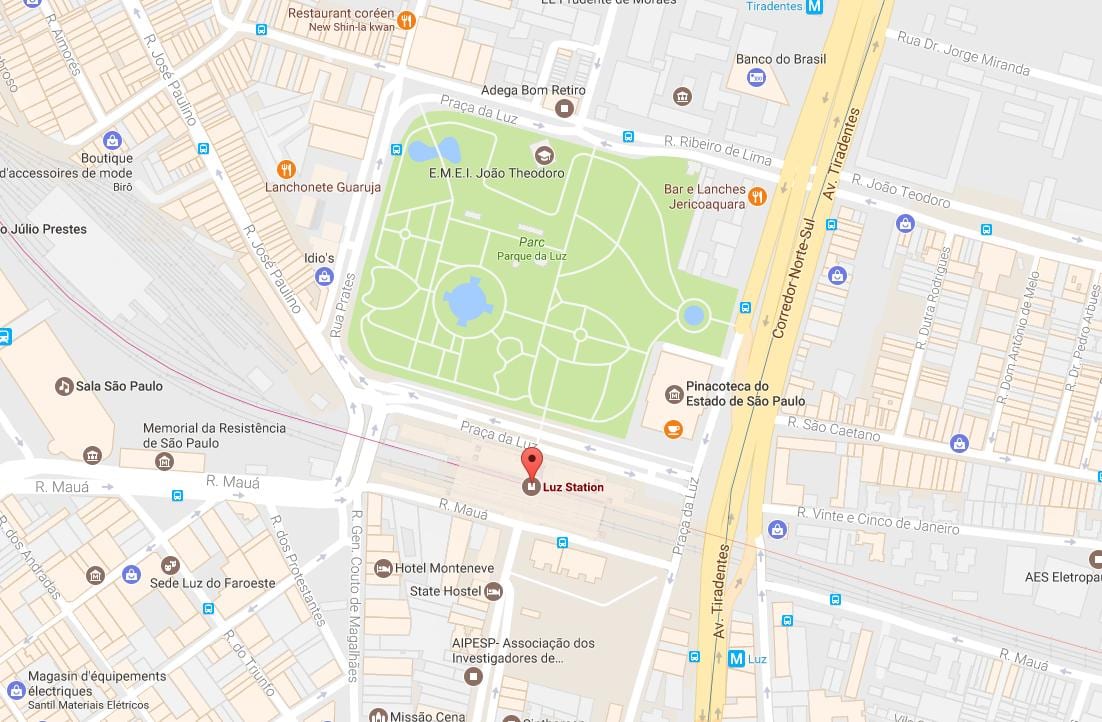 Kaart rongi jaama la Luz São Paulo