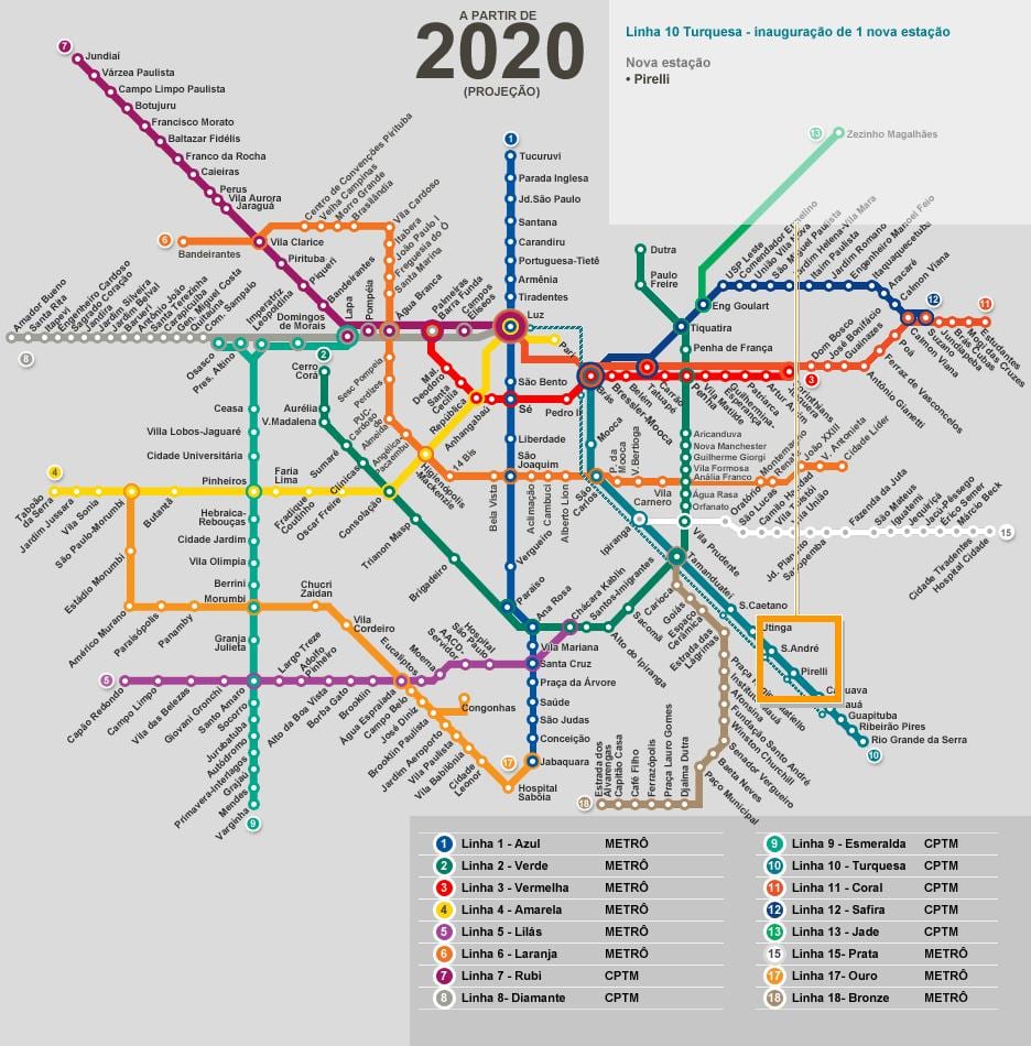 Kaart São Paulo metroo võrgu