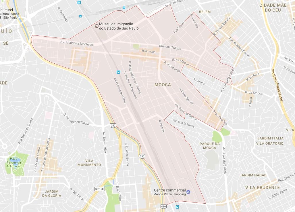 Kaart São Paulo Mooca