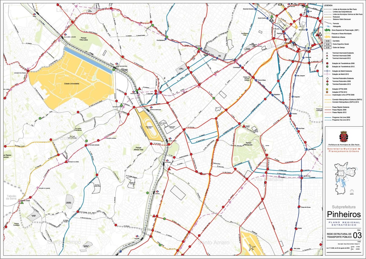 Kaart São Paulo Pinheiros - Avalik transport