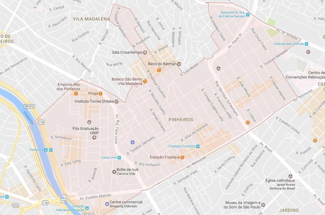 Kaart São Paulo Pinheiros