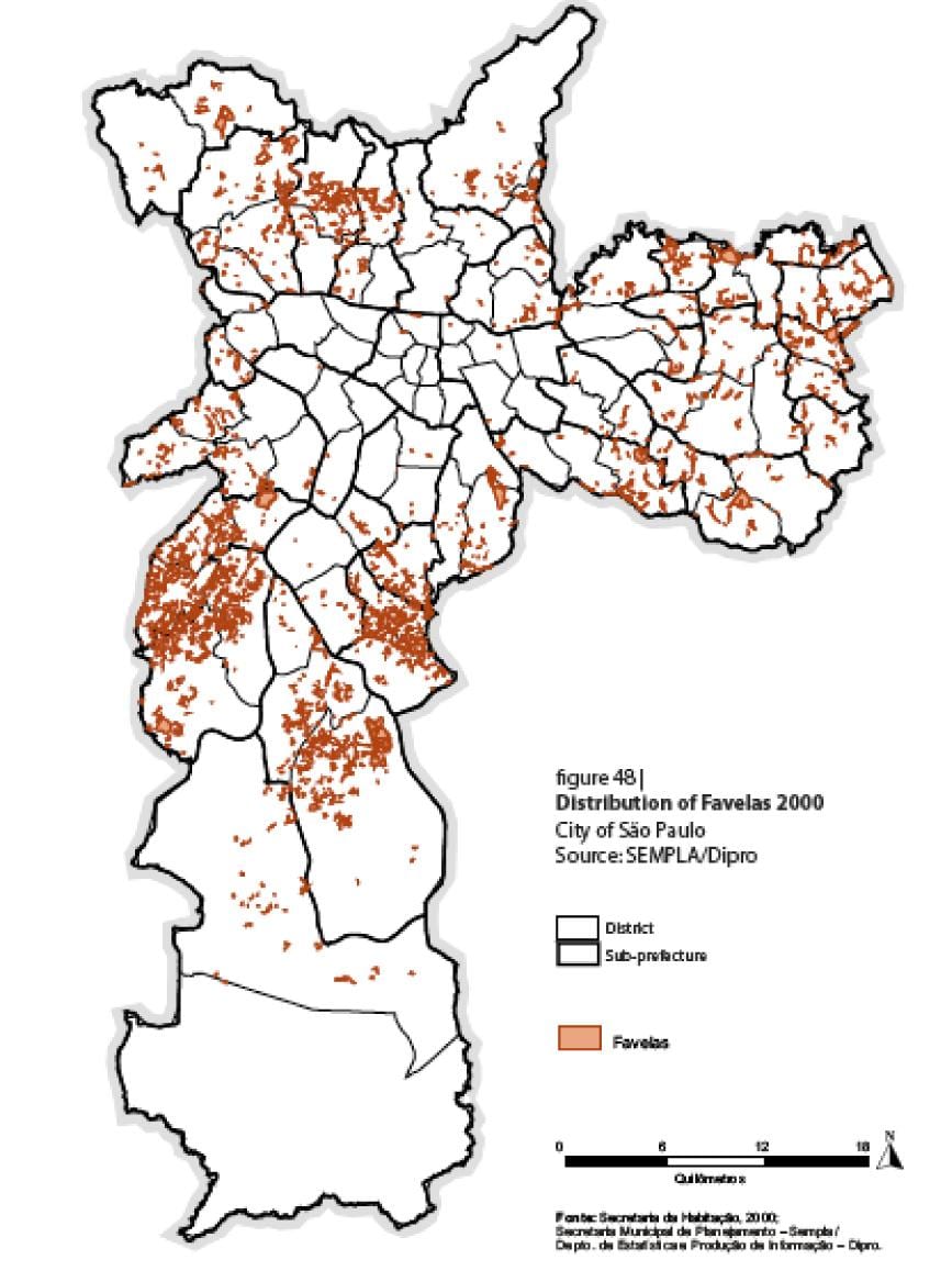 Kaart São Paulo slummid