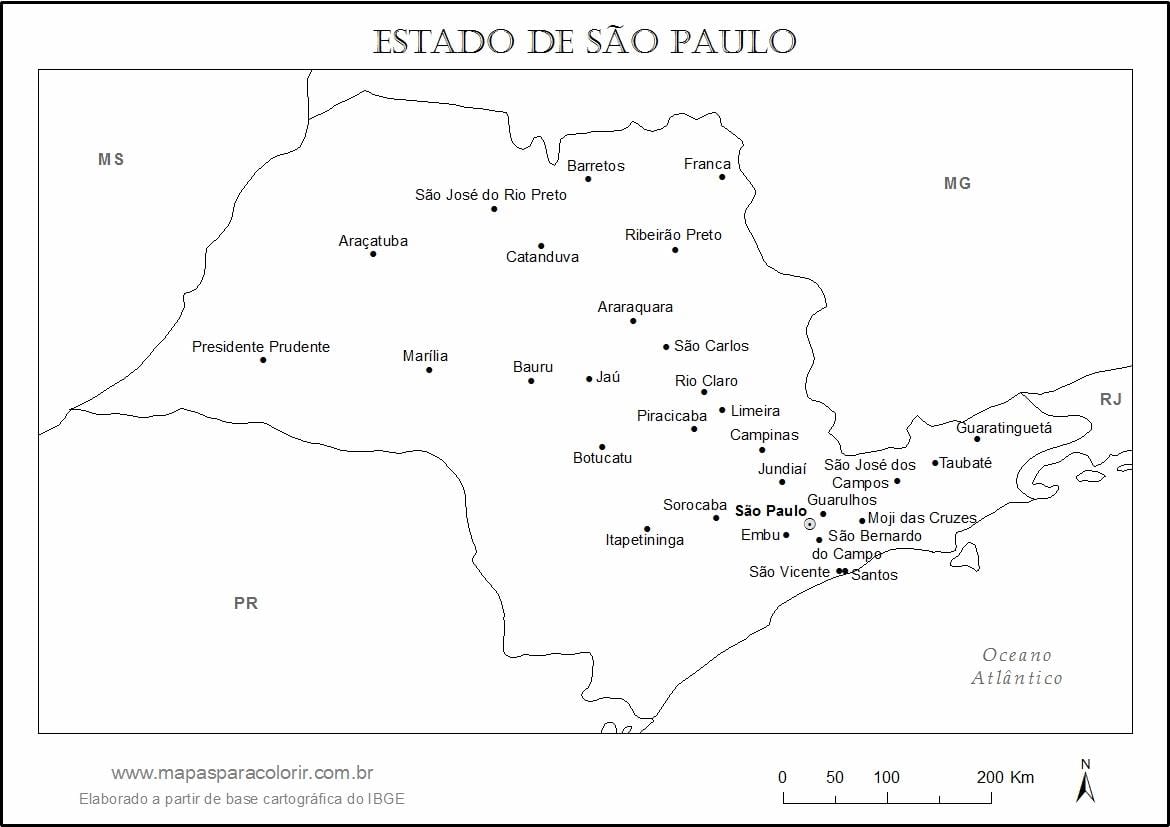 Kaart São Paulo virgin - peamised linnad