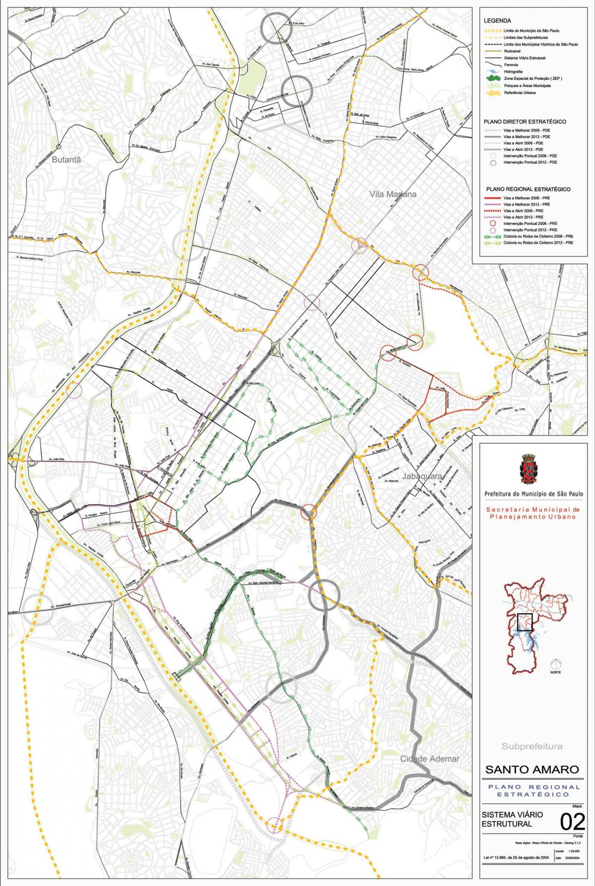 Kaart Santo Amaro São Paulo - Teede