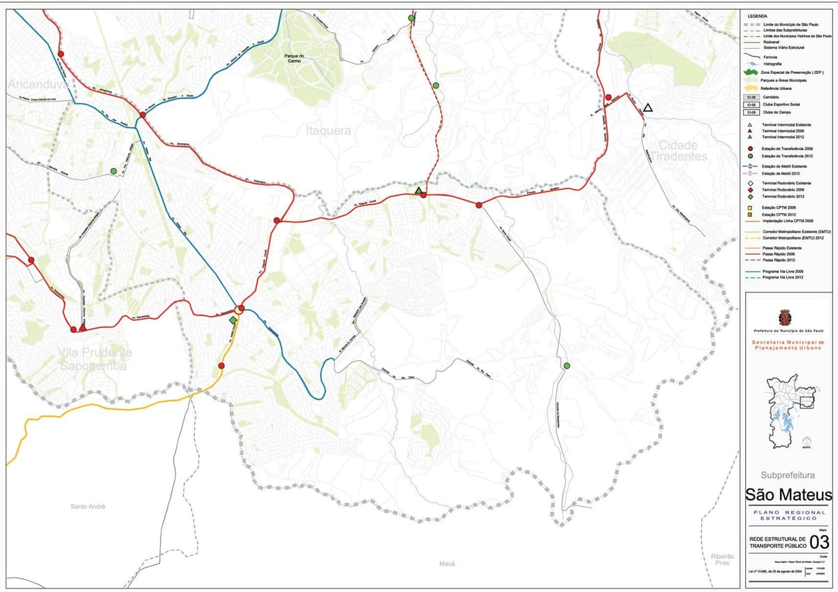 Kaart Sao Mateus São Paulo - Avalik transport