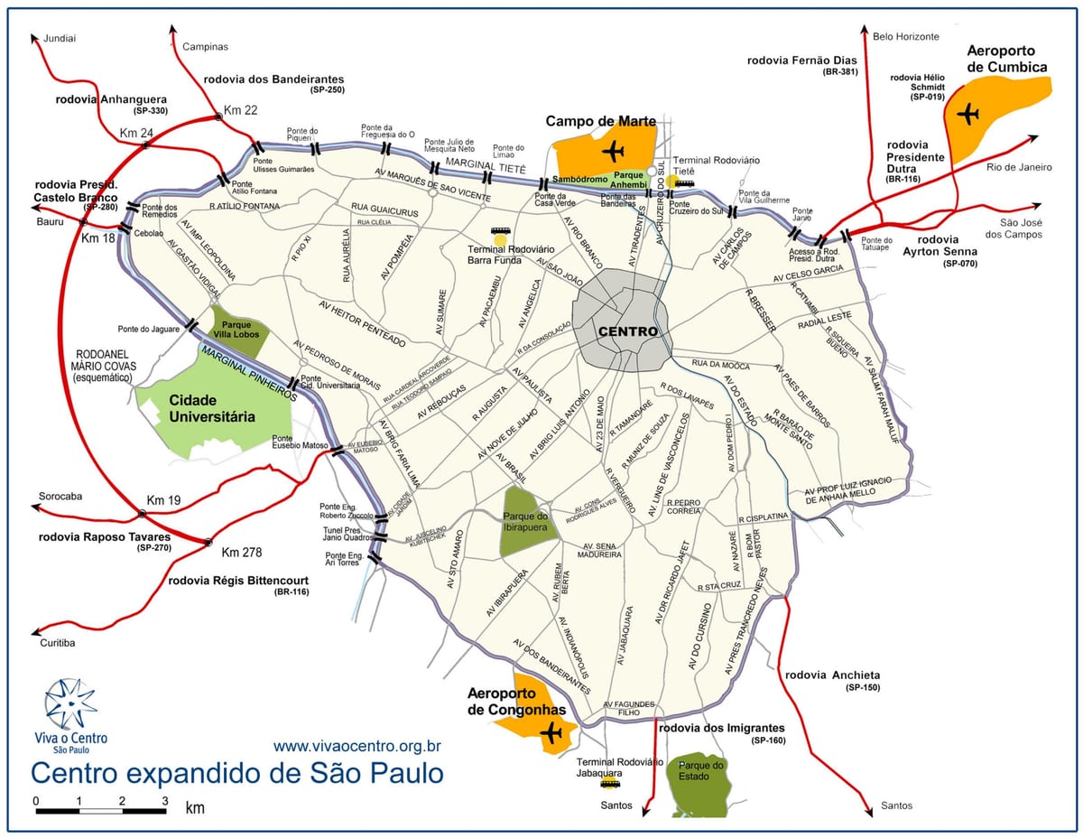 Kaart suurte center São Paulo