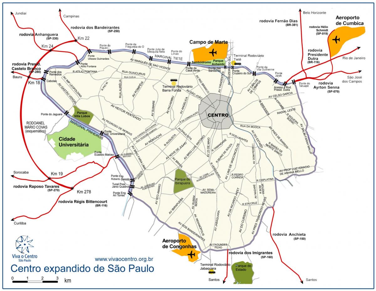Kaart suurte center São Paulo