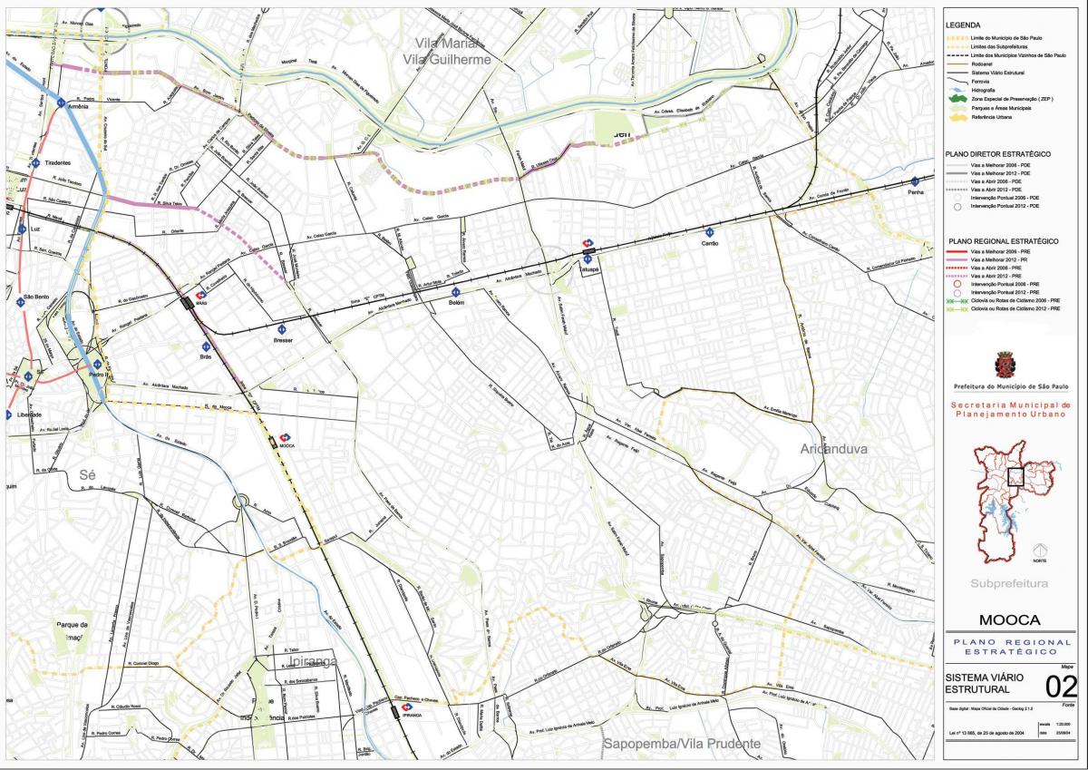 Kaart São Paulo Mooca - Teede