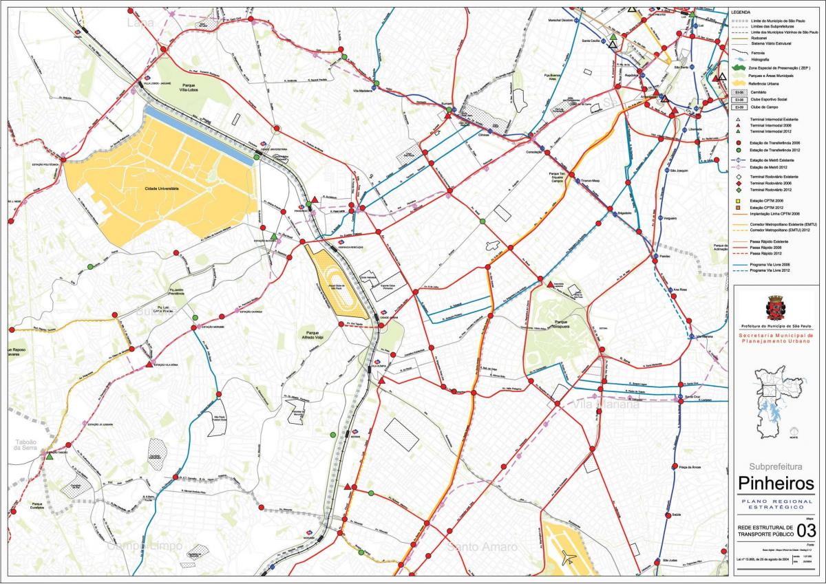 Kaart São Paulo Pinheiros - Avalik transport