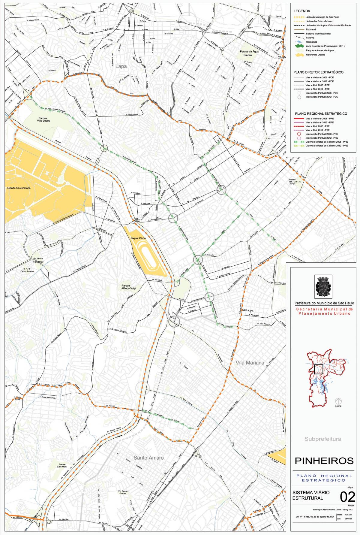 Kaart São Paulo Pinheiros - Teede