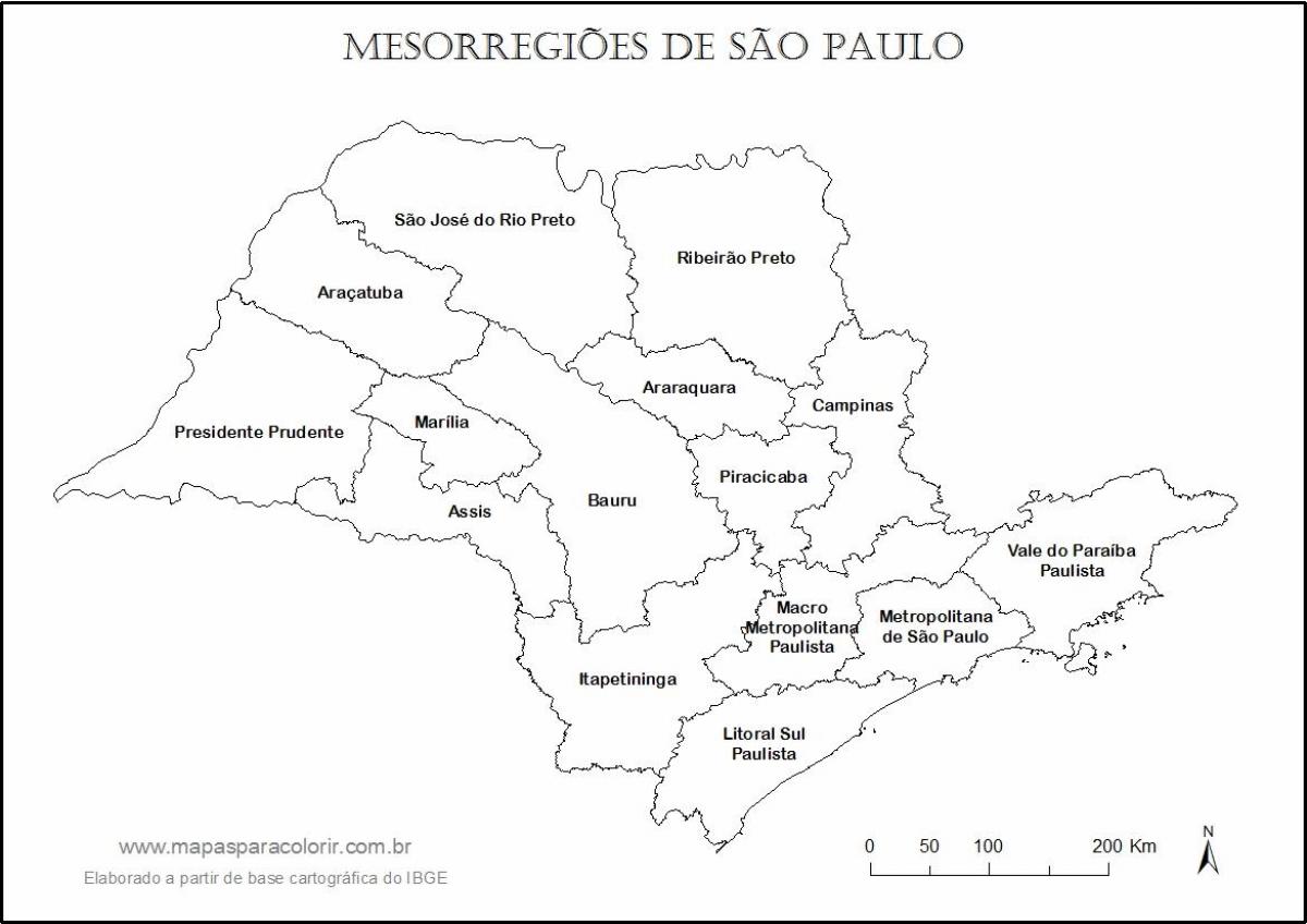 Kaart São Paulo virgin - piirkondade nimed