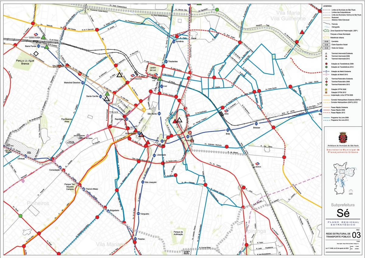 Kaart Sé São Paulo - Avalik transport