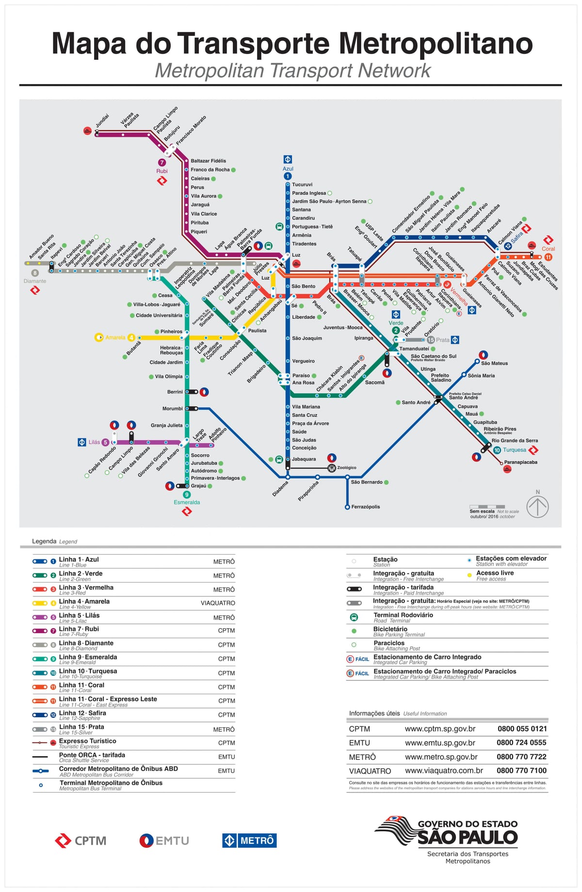 Kaart transpordi São Paulo - EMTU/SP - metroo - CPTM