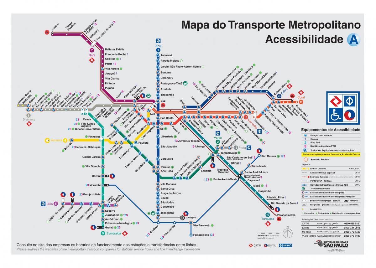 Kaart transport Sao Paulo - puuetega inimeste Juurdepääs