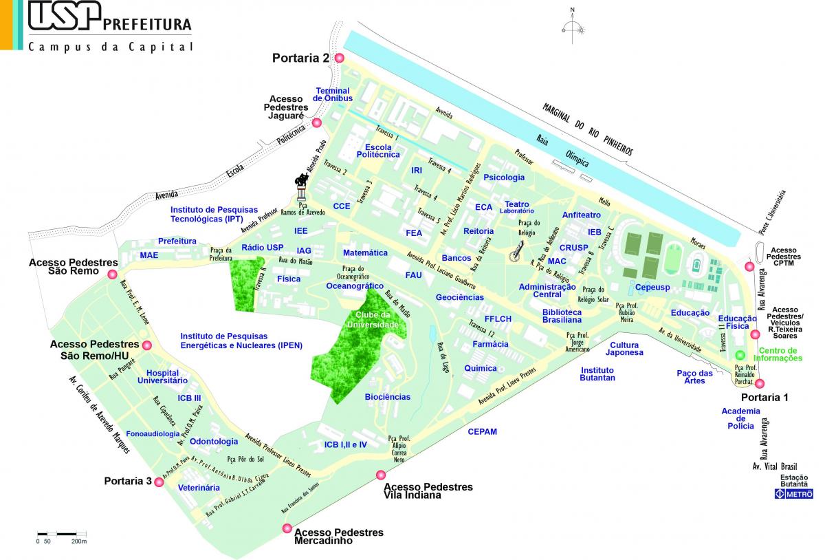 Kaart ülikooli São Paulo - USP