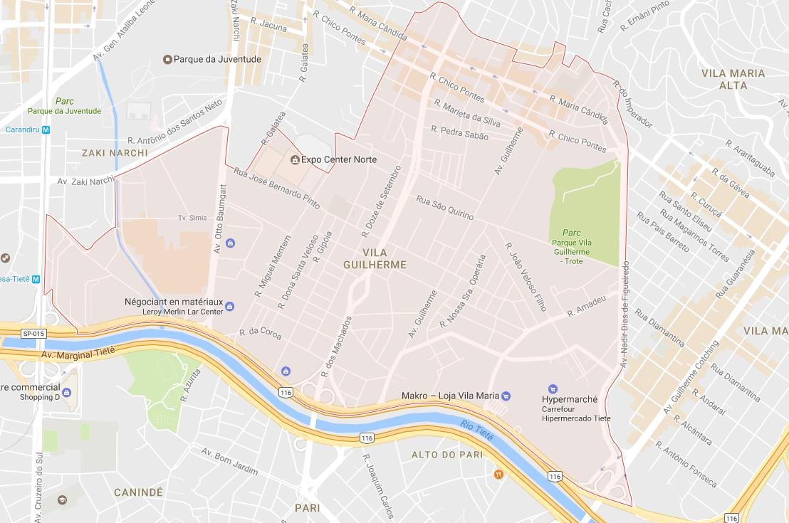 Kaart Vila Guilherme São Paulo