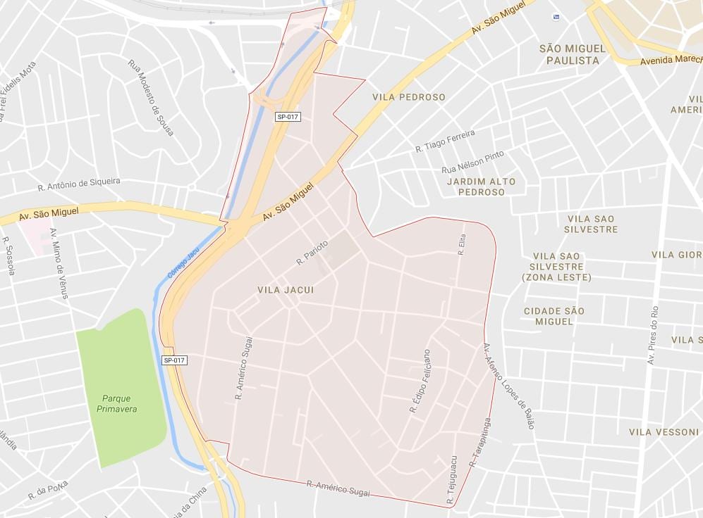 Kaart Vila Jacuí São Paulo