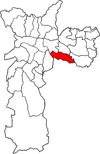 Kaart Vila Prudente alam-prefektuuri São Paulo