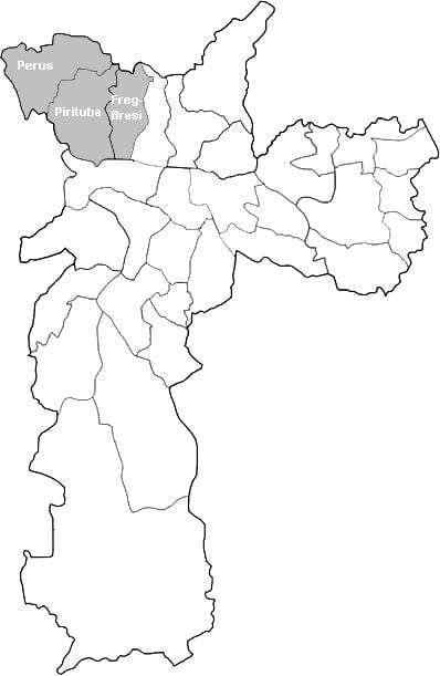 Kaart tsooni Noroeste São Paulo