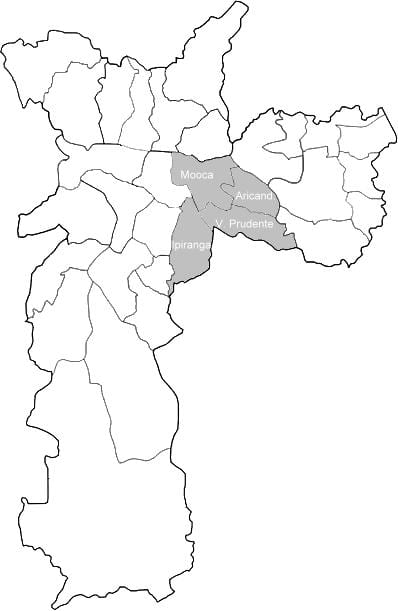 Kaart tsooni Sudeste São Paulo