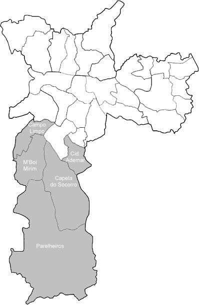 Kaart tsooni Sul São Paulo
