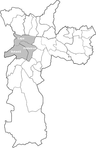 Kaart tsooni Oeste São Paulo