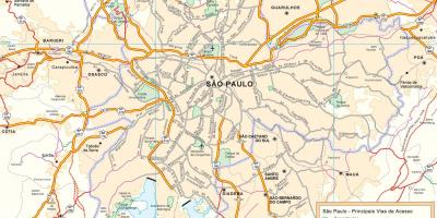 Kaart juurdepääsuteede São Paulo