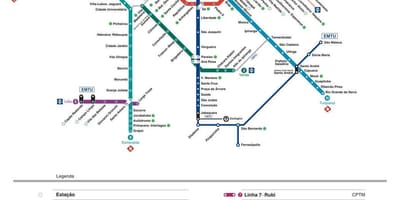 Kaart São Paulo CPTM transport
